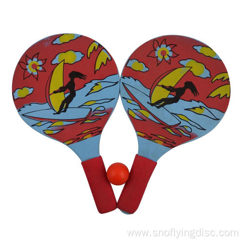 customized logo wooden beach tennis racket set